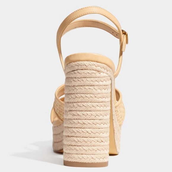 💕COACH💕 Talina Platform Raffia Espadrille Sandal ~ Neutral 10 New without Box - Picture 7 of 16